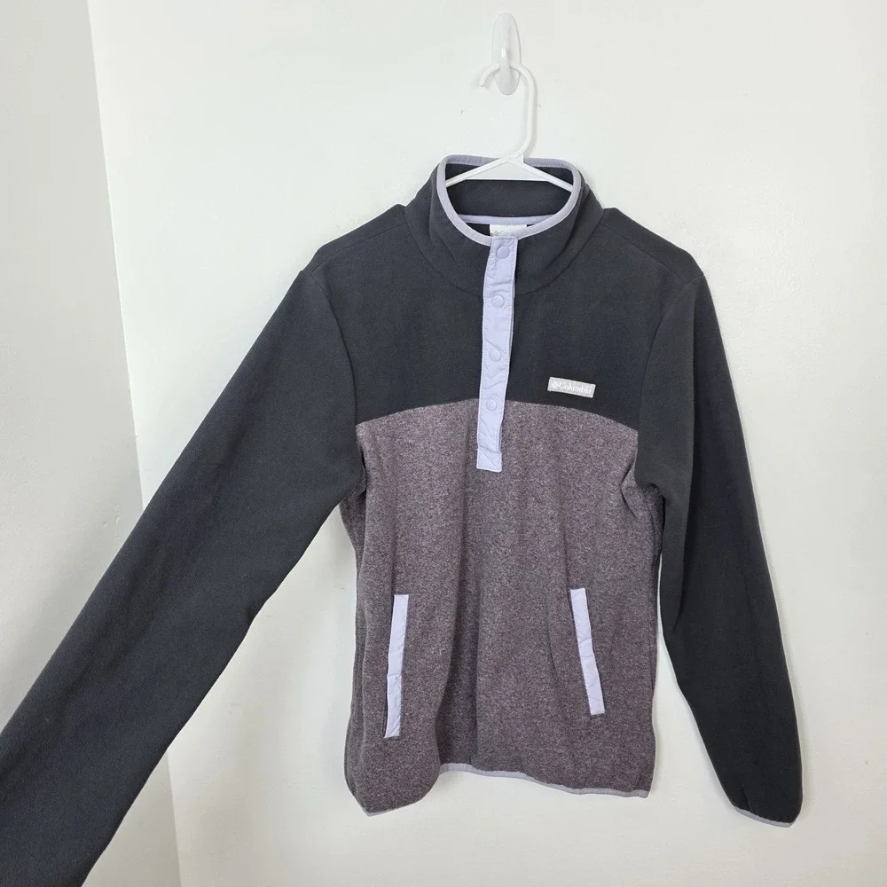 Columbia Gray Purple Benton Springs Fleece Half Snap Outdoor Pullover Size M‎